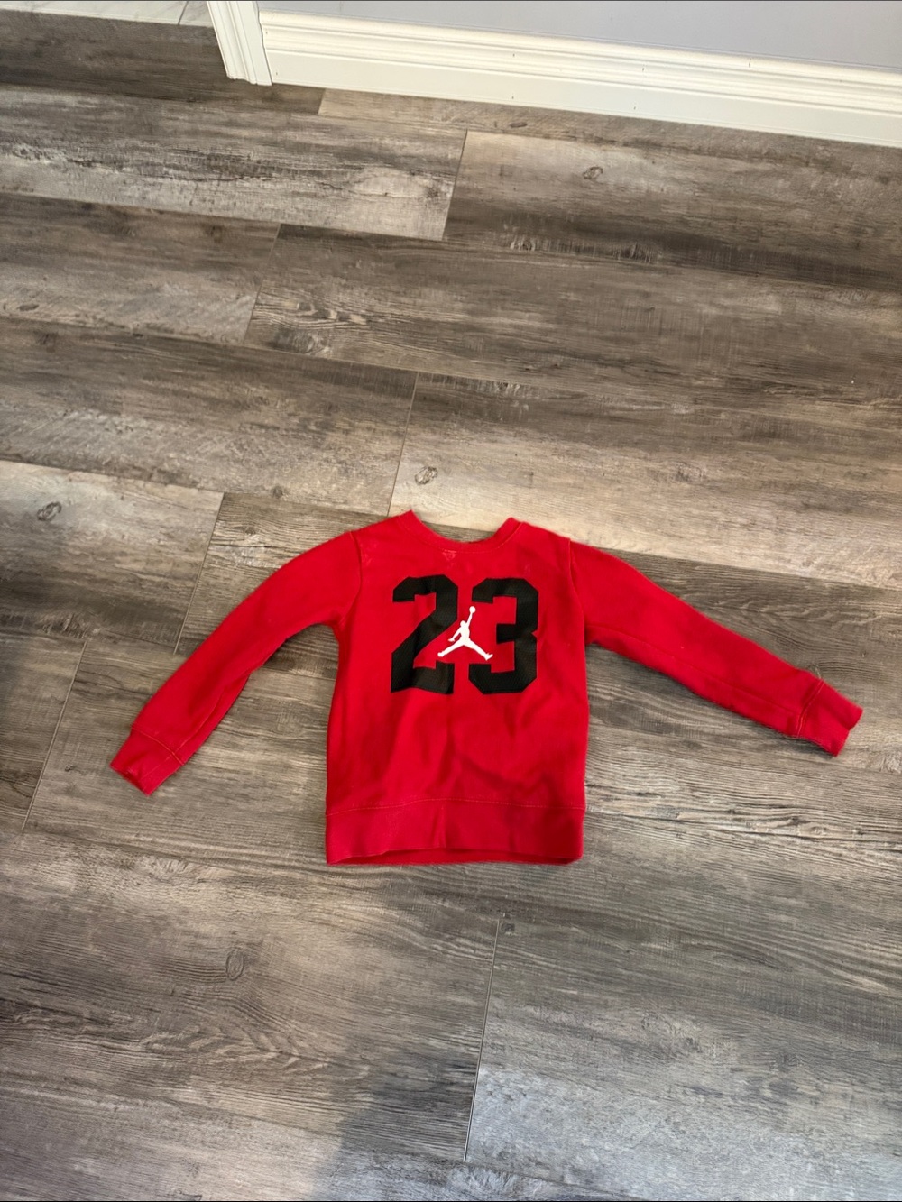 Jordan Red Kids 23 Pullover Sweatshirt with Black Number